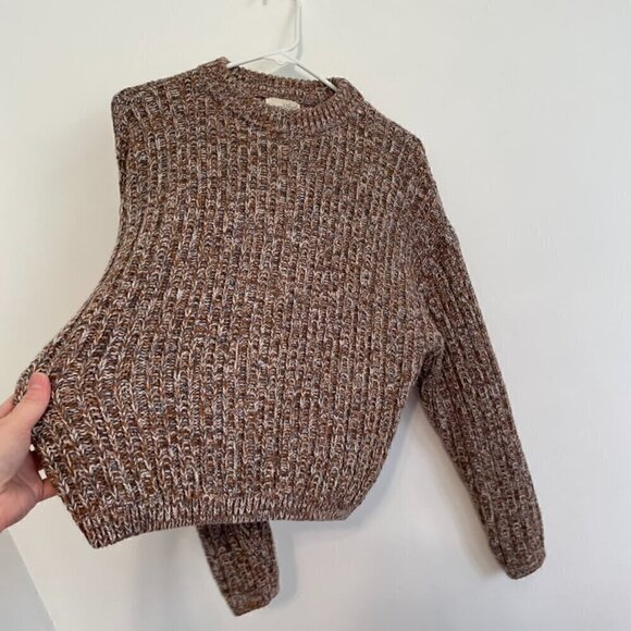 UNIVERSAL THREAD Crewneck Pullover Sweater Brown White Gray Chunky Knit Cotton M - Picture 10 of 14